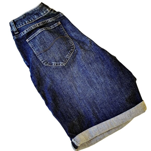 LEE Jeans Bermuda Shorts Blue Denim Mid-Rise Infnity Womens 14 New - Picture 10 of 12